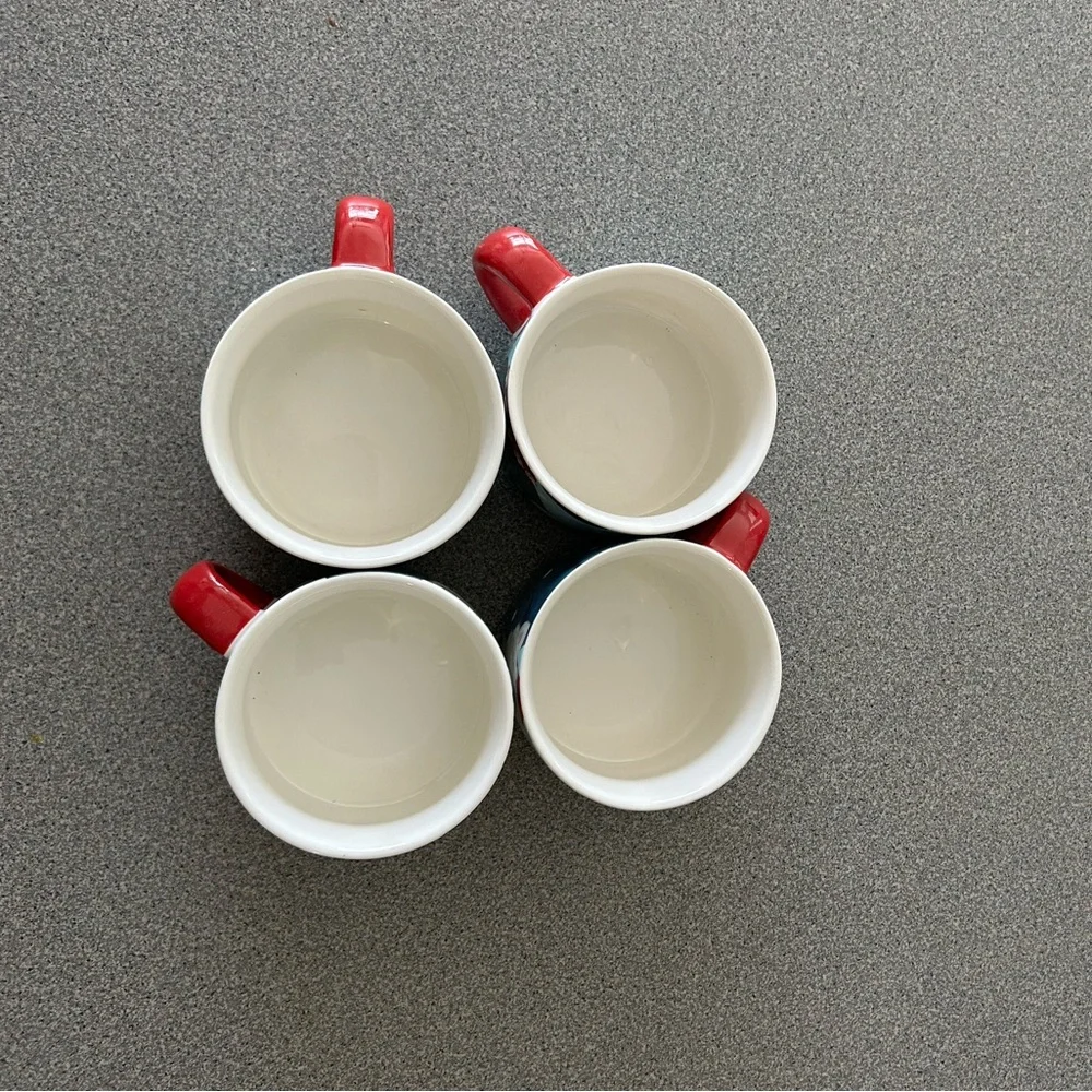 NWT Pier 1 set of 4 stacking Christmas puppy dog design mugs with holder. - Picture 4 of 6